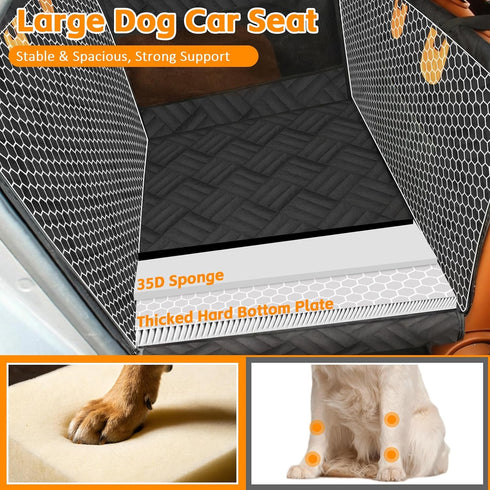 65LB, Large Dog Car Seat, Back Seat Extender for Dogs UP to Hard Bottom Car Back Seat Cover for Dogs Waterproof Dog