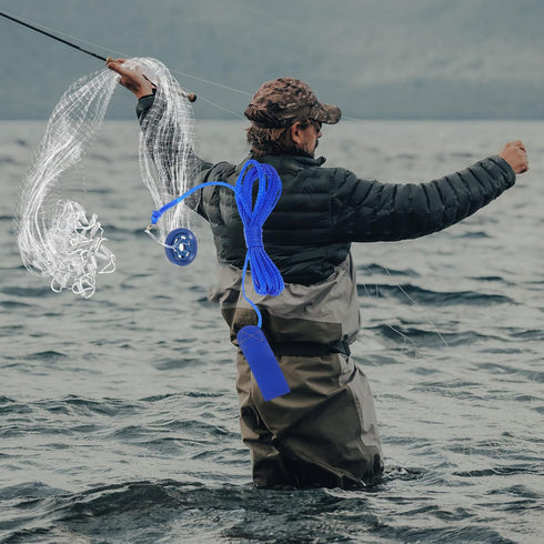 SWETRACE 1.5m Hand Throw Cast Net Fishing Tool Monofilament Shrimp Lobster Fishing Net with Weighted Sinkers