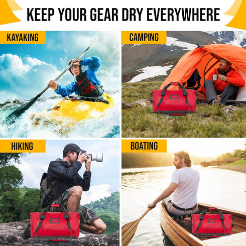 LEGEND Heavy Duty Waterproof Travel Bag, 40L Duffel Bag for Camping, Gym, Outdoor Trips, Watertight PVC