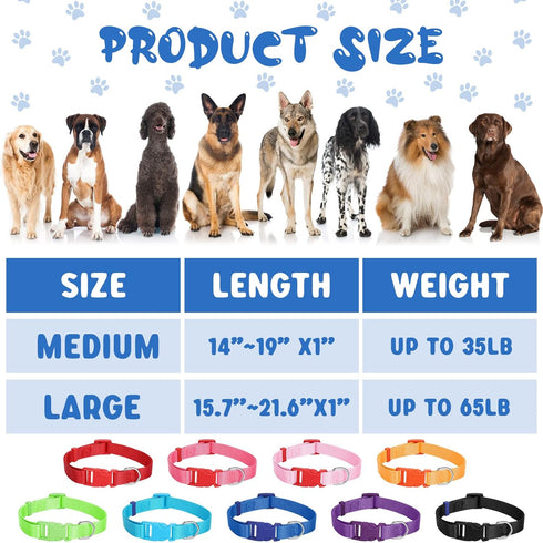 Amylove 27 Pcs Adjustable Nylon Dog Collar Bulk for Small Medium Dogs, 9 Colors with Quick Release Buckle for Daily Walk
