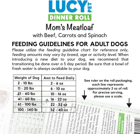 Lucy Pet Dinner Rolls-Mom's Meatloaf Beef with Carrots and Spinach, 2lb