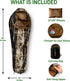 SereneLife Mummy Sleeping Bag Camping Gear - Lightweight Weather Proof Sleeping Bag for Adults/Teens with Pillow and Bag
