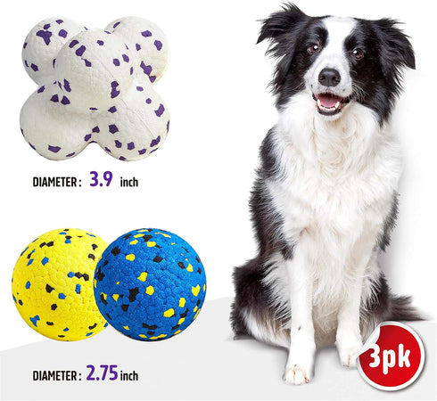 Dog Balls Tennis Ball Dog Toys for Aggressive Chewers, Durable Floating Water Toy Fetch Balls for Large, Medium Small