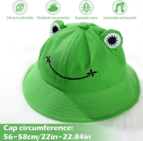 Frog Bucket Hat or Cow Flamingo Hat with 50 Stickers, Summer Outdoor Foldable Wide Brim Fishing Hat