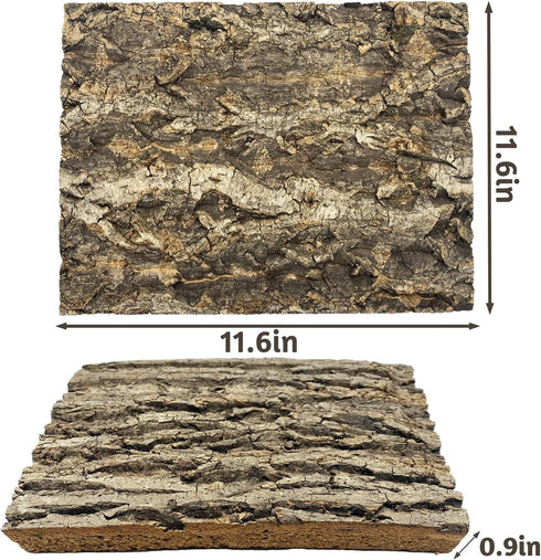 kathson 2PCS Thicker Cork Tile Background Bark, 11.6" L x 11.6" W for Reptile Tank Background