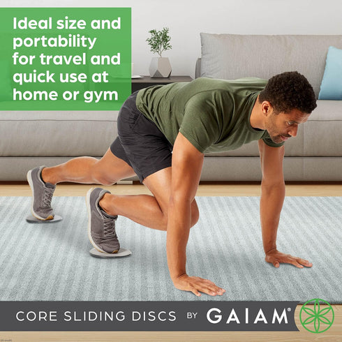 Gaiam Core Sliding Discs - Dual Sided Workout Sliders for Carpet & Hardwood Floors, Fitness Sliders for Home Exercise