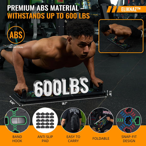 25-in-1, Set 18 Portable Push Up Board Gym Kit Foldable Push Up Station & Exercise Board Workout with Accessories