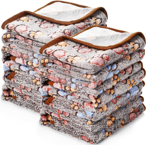 8 Pcs Fleece Dog Blankets, Puppy Blankets for Small Dogs Cats, Soft Coral Velvet Warm Sleep Mat, Dark Gray, 24 x 16 Inch