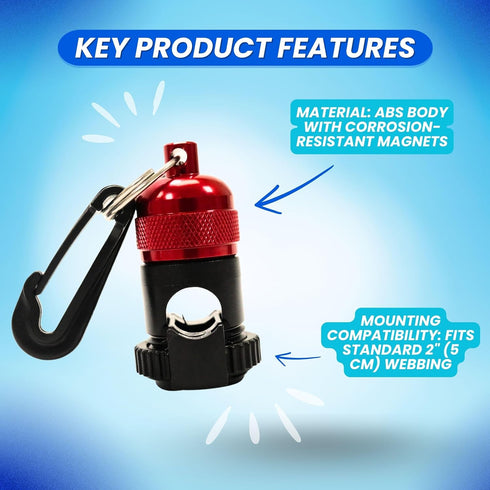 Scuba Diving Magnetic Regulator Hose Holder Clip, Red, Octopus