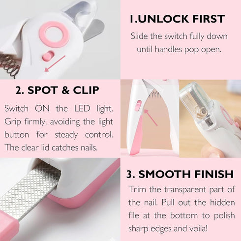 Generic 4-in-1 Trimmer Dog Nail Clippers with Light - Safe Pet Nail for Dogs & Cats, All Breeds - Sharp Stainless Steel