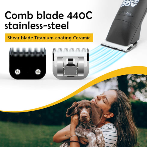 Black Detachable Steel Dog Clipper Blades, Size-5FC, Compatible with Andis, Cut Length 1/4"