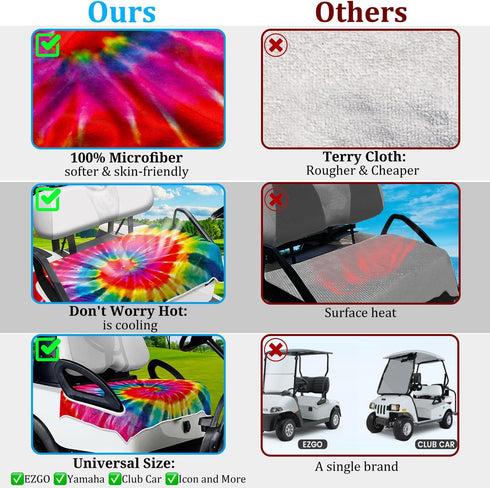 Golf Cart Seat Covers, Summer Towel Blanket for EZGO, Yamaha, Club Cars, 100% Microfiber, 51'' x 31''