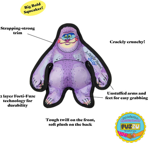 Durable Dog Toy with Squeaker | Tough Chew Toy, Wild Woodies - A Gorilly Named Billy Medium 9"