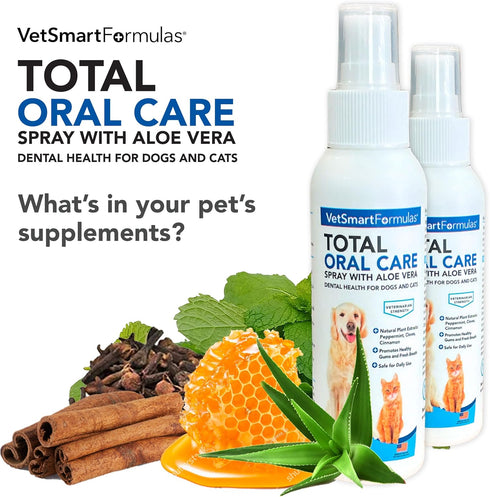 Dog Breath Freshener: Eliminate Bad Breath and Prevent Oral Disease in Dogs and Cats - Teeth Cleaning Spray with Aloe