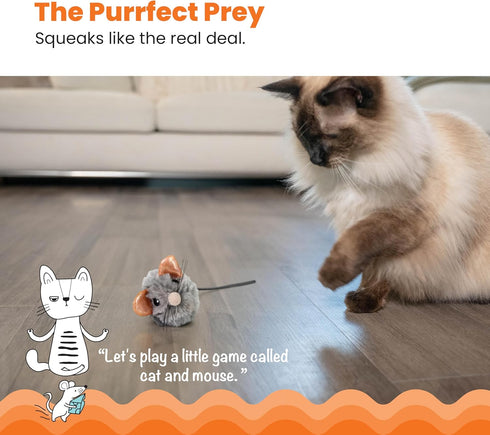 Touch-Activated Gray Squeak Mouse Cat Toy with Catnip