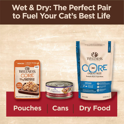 Wellness CORE Tiny Tasters Wet Cat Food, Complete & Balanced Natural Pet Food, 1.75-Ounce Pouch, 12 Pack (Minced