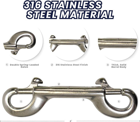 Scuba Choice Deluxe 4" Stainless Steel Double Ended Snap Bolt for Scuba Dive