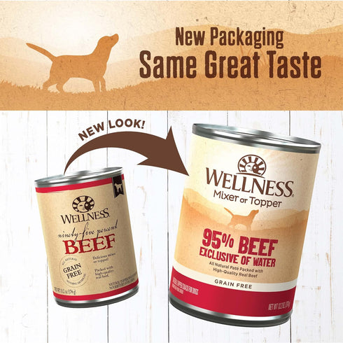 95% 13.2-Ounce (Pack 12) Wellness Beef Natural Wet Grain Free Canned Dog Food, Can