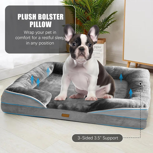 Spotted Play Orthopedic Dog Bed with Sides - Dog Sofa Beds for Medium Dogs, Supportive Foam Pet Couch Bed with Washable