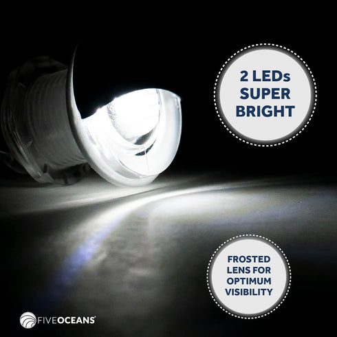 Five Oceans 4 Pack Marine Livewell Lights, LED Boat Courtesy Light, IP68 Waterproof, White LED, 12V