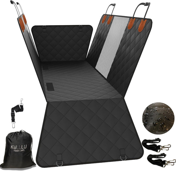 KULULU Dog Car Seat Cover for Back Seat, 100% Waterproof Dog Car