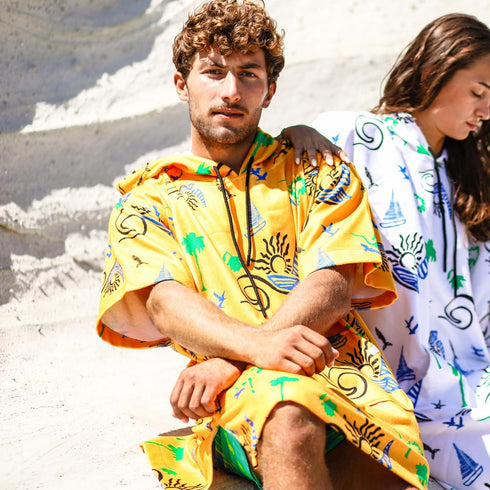 100% Unisex Surf Changing Poncho Turkish Cotton Hooded Drying Poncho with Pocket Quick-Drying, Lightweight