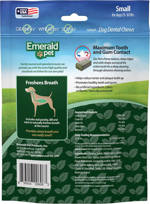 Emerald Pet Fresh Smileezz Grain Free Dog Dental Treats for Puppies and Small Breeds, Minty Fresh Breath, 12 Oz