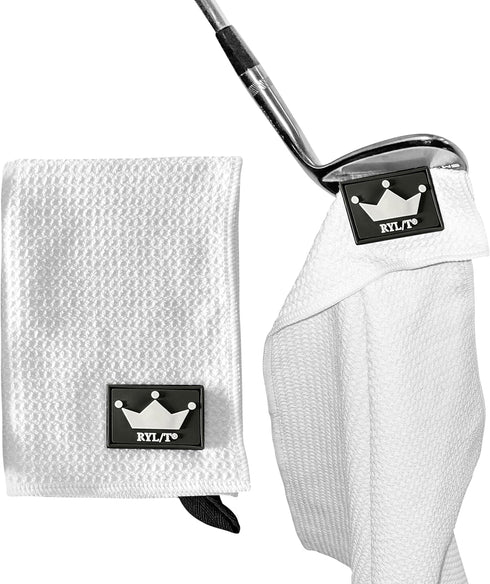Magnetic Golf Towel with Loop Attachment and Center Cut - Strong Magnet for Golf Bag or Cart Accessory