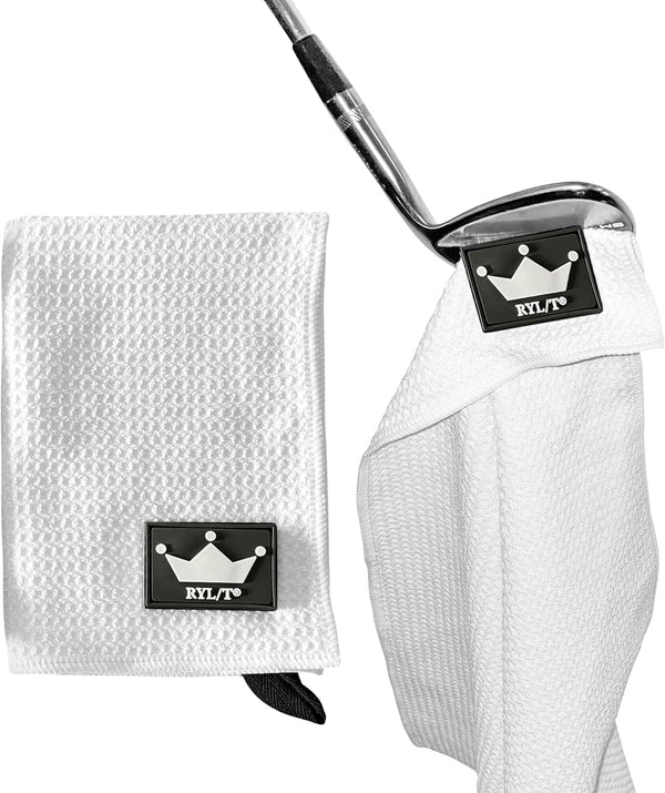 Magnetic Golf Towel with Loop Attachment and Center Cut - Strong Magnet for Golf Bag or Cart Accessory