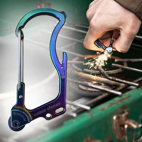 Firebiner 6-in-1 Fire-Starting Carabiner EDC Emergency Multitool -Keychain,Utility Blade,Bottle Opener,& More