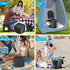 Portable Camping Toilet with PU Cushion, Folding Toilet for Adults with Phone Shelf and Toilet Paper Holder, Camping