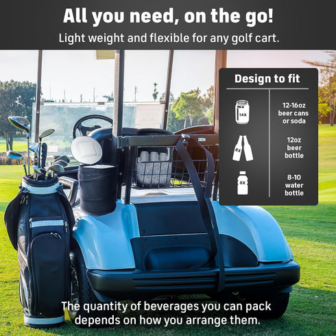 Golf Cart Cooler - Collapsible Pop Up Design for Carts, Fits in Baskets or on Fenders, Ideal Beer Cooler, Black