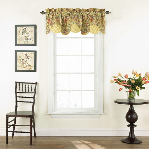 Waverly Swept Away Modern Farmhouse Rod Pocket Valance, 60" x 18", Berry for Windows in Bedroom, Kitchen, Living Room