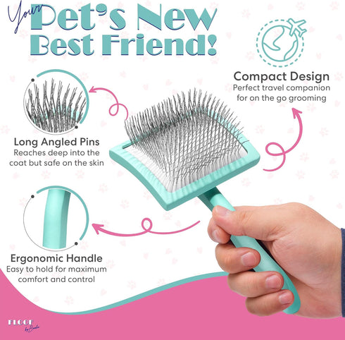 Brodie Dog Brush - Slicker Brush for Shedding and Grooming, Best for Long Haired Dogs and Pets