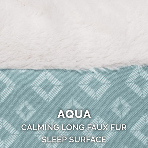 Furhaven Replacement Donut Dog Bed Cover, Plush & Diamond Print Calming Cuddler, Machine Washable, Aqua, Large