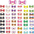 Chenkou Craft 50pcs/25pairs Puppy Yorkie Dog Hair Bows, Rubber Band Pet Grooming Products, Mix Colors & Patterns