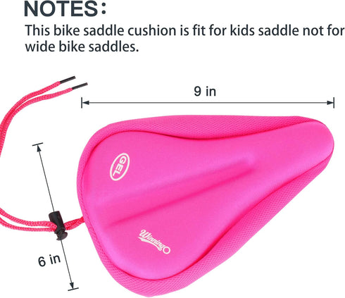 Gel Kids Bike Seat Cushion Cover, Anti-Slip Comfortable Adjustable Small Bicycle Saddle Pad, 9'' x 6''