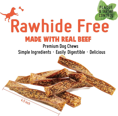 Beef Dog Chew Twist Sticks - 10pcs/Pack Puffed Human Grade Beef Dog Treat Sticks, Rawhide Alternative