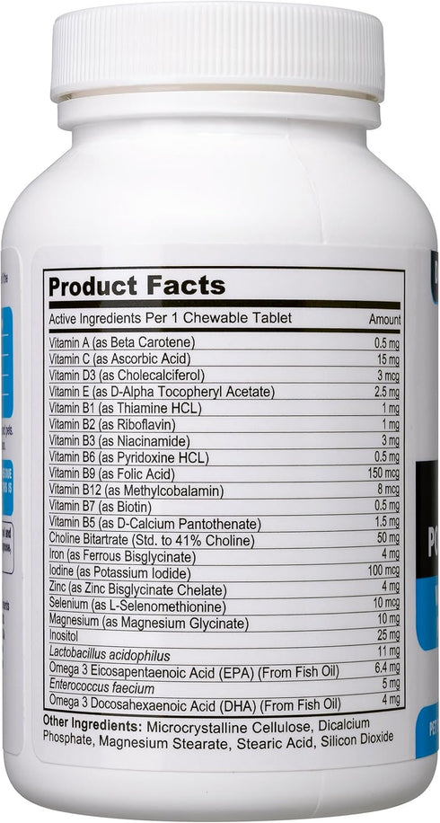 Dog Prenatal Vitamins - 90 Tablets with Omega 3, Probiotics, Choline & Inositol, Key for Mother & Puppies
