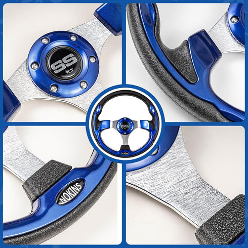 NOKINS 12.5" Universal Golf Cart Steering Wheel, Fits EZGO TXT&RXV Club Car DS&Precedent Yamaha