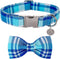 Summer Cotton Plaid Dog Collar with Bow Tie - Comfortable Cute Pet Collar for Small, Medium, and Large Dogs