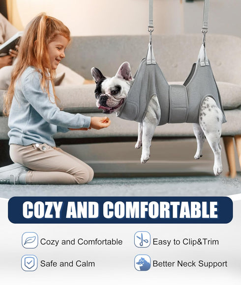Hammock Hammock Kkiimatt Dog Grooming Harness, M-Large Dog for Nail Trim, Gray Dog Restraint for Nail Clipping,Dog