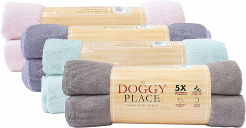 My Doggy Place Super Absorbent Microfiber Towel - Dog Bathing Supplies, Washer Safe, Ash with Paw Print - 45 x 28 in -