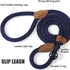 Mile High Life Slip Leads for Dogs | Heavy Duty 4 Feet No Pull Training Leash with Leather Tip | Navy