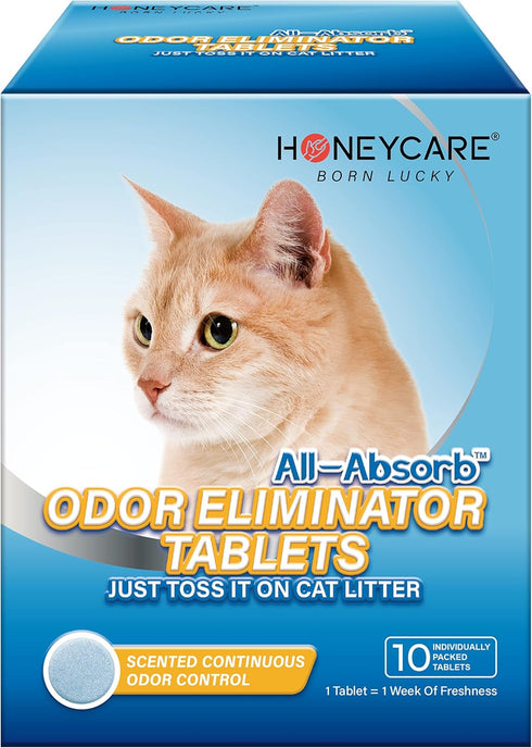 HONEY CARE All-Absorb Cat Litter Odor Eliminator Tablets, Long-Lasting Jasmine Fragrance (10pcs/Box=4-10 Weeks)