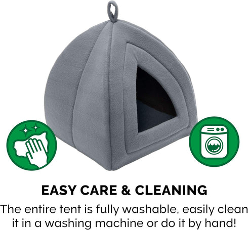 Furhaven Cat Bed Cave for Indoor Cats & Small Dogs - Washable Polar Fleece Pet Tent with Removable Cushion - Heather