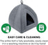 Furhaven Cat Bed Cave for Indoor Cats & Small Dogs - Washable Polar Fleece Pet Tent with Removable Cushion - Heather