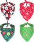 ADOGGYGO 4 Pack Dog Bandana Christmas Scarf Triangle Bibs Kerchief Set, Red Green Pet Christmas Costume Accessories