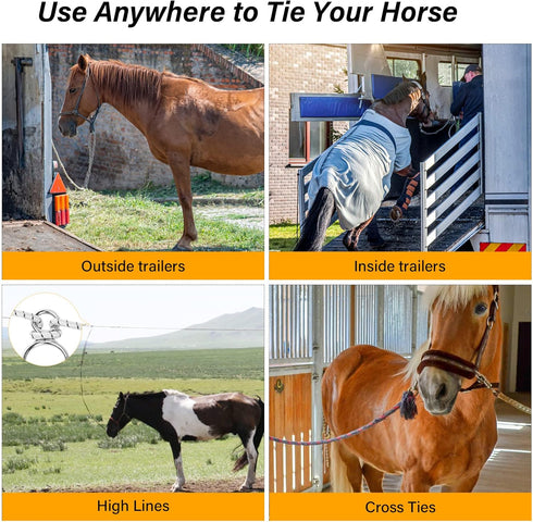 Horse Tie Ring, Safe Horse Accessories, Humane Way Tie Ring with Eye Bolt and Quick Snap