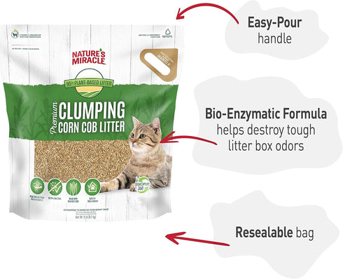 Nature's Miracle Premium Dust Free Clumping Corn Cob Litter, Tough Odor Bio-Enzymatic Formula